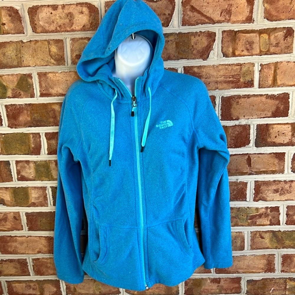 The North Face Blue Ski layer fleece Jacket with Hood & Full-Length Zipper Small